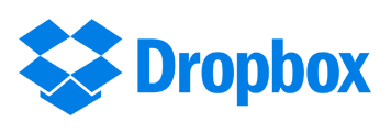 Blue Dropbox logo featuring an open box design on the left and the word Dropbox in bold, stylized letters on the right, symbolizing seamless web support integration with platforms like WordPress.