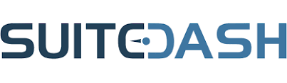 The image showcases the SuitDash logo, featuring SUITDASH in a bold, modern font with a blue and black color scheme, reflecting its seamless web support and WordPress integration.
